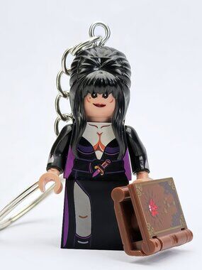 Elvira Style Horror Minifigure Keychain Custom Collectible Figure